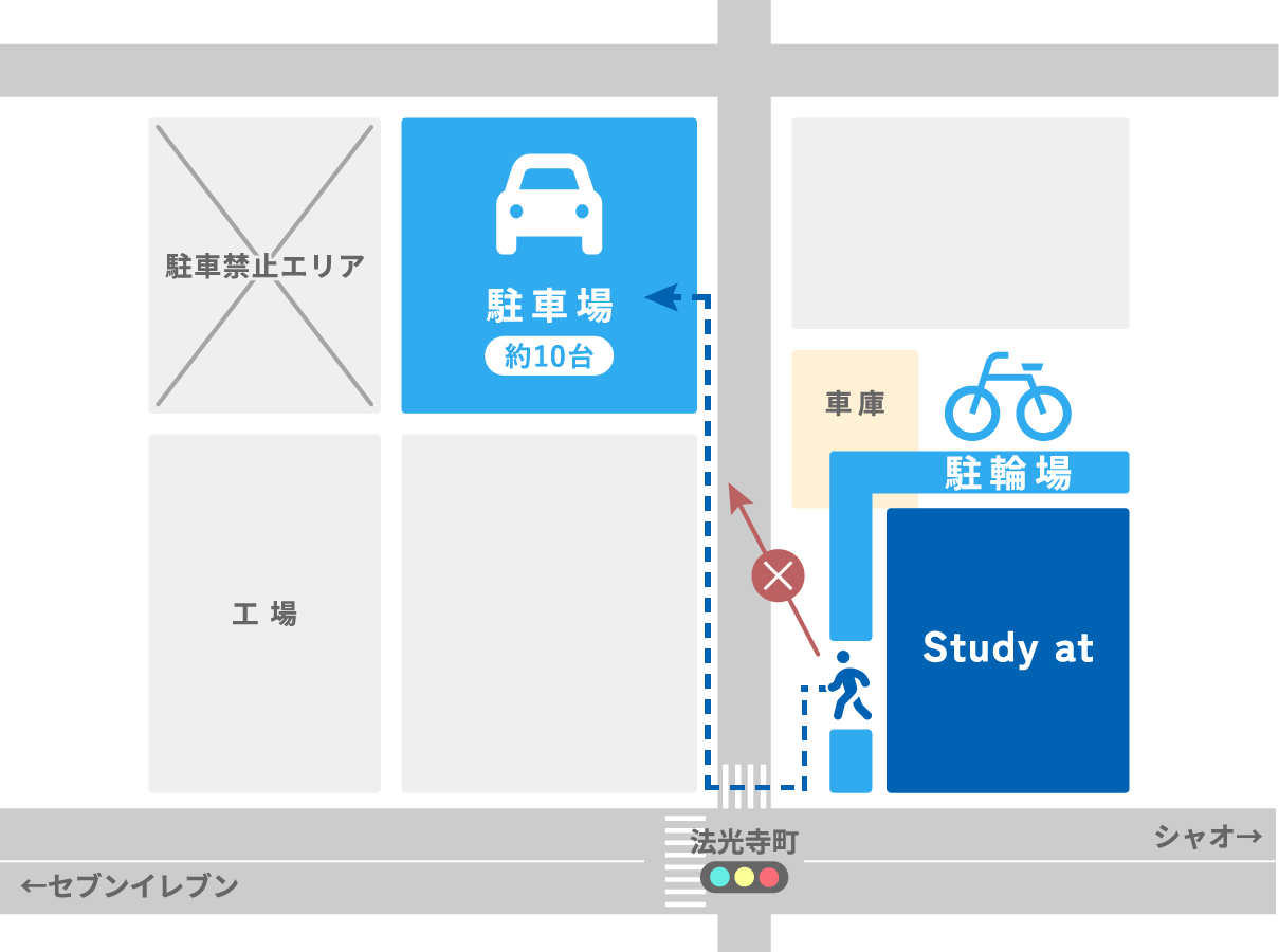 スタディアット 駐車場 案内図